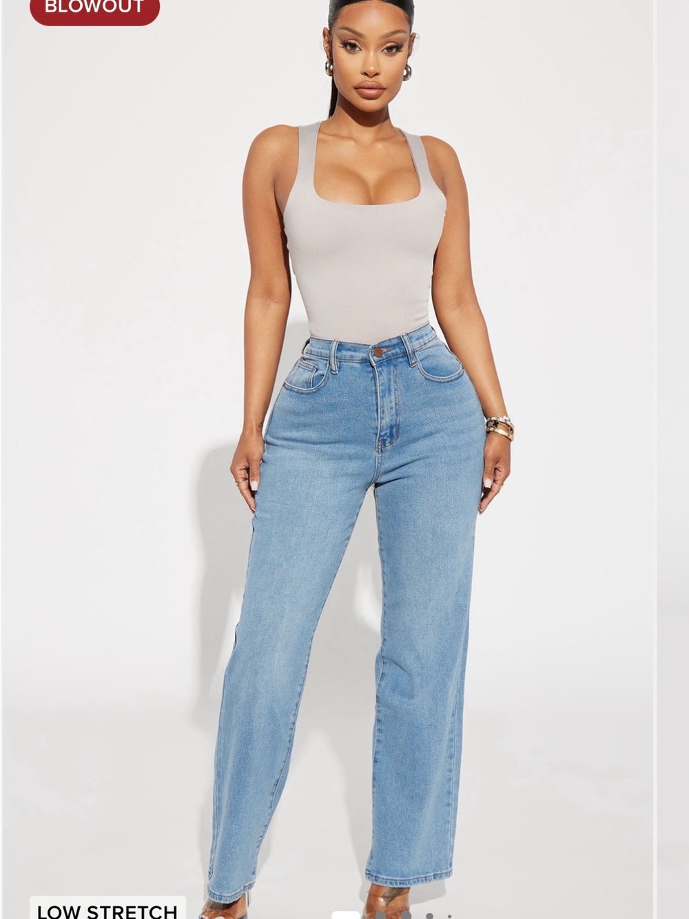 Fashion Nova Light Blue High Rise Straight Jeans